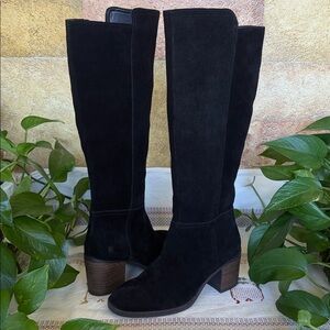 NEW Lucky Brand Byanno Genuine Suede Leather Knee High Heel Black Boots Size 8.5